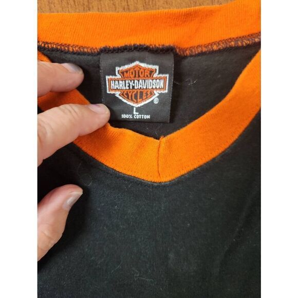 HARLEY-DAVIDSON VTG 1999 Large Black American Made USA Shirt. Lightly faded - Picture 3 of 4